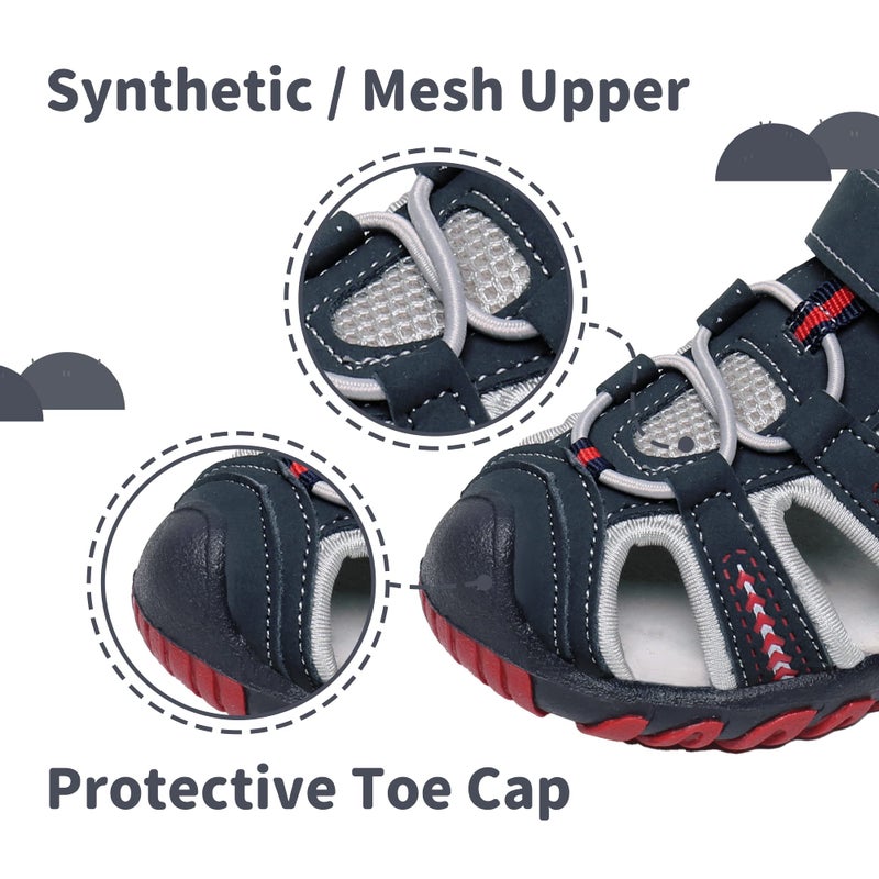 Apakowa Kid's Boy's Soft Sole Close Toe Sport Beach Sandals (Toddler/Little Kid) (Color : Gray, Size : 11 M US Little Kid) - Image 2